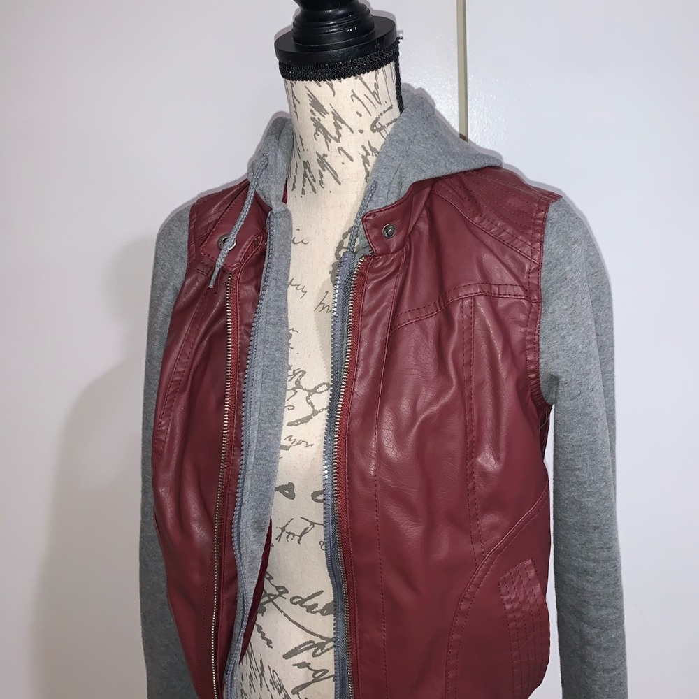 Faux leather double layer jacket